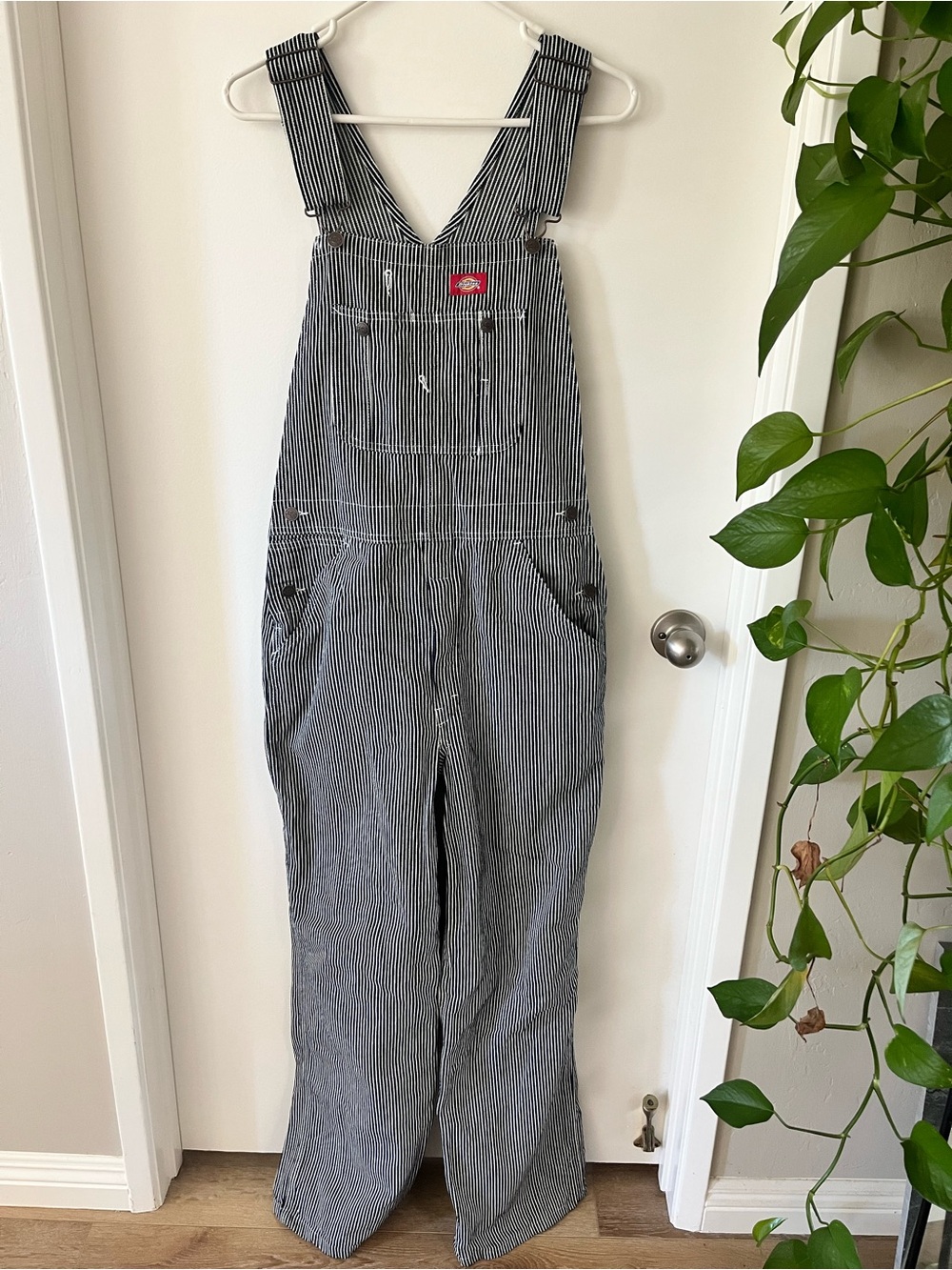 Dickies Black and White Pinstripe Women's Overalls